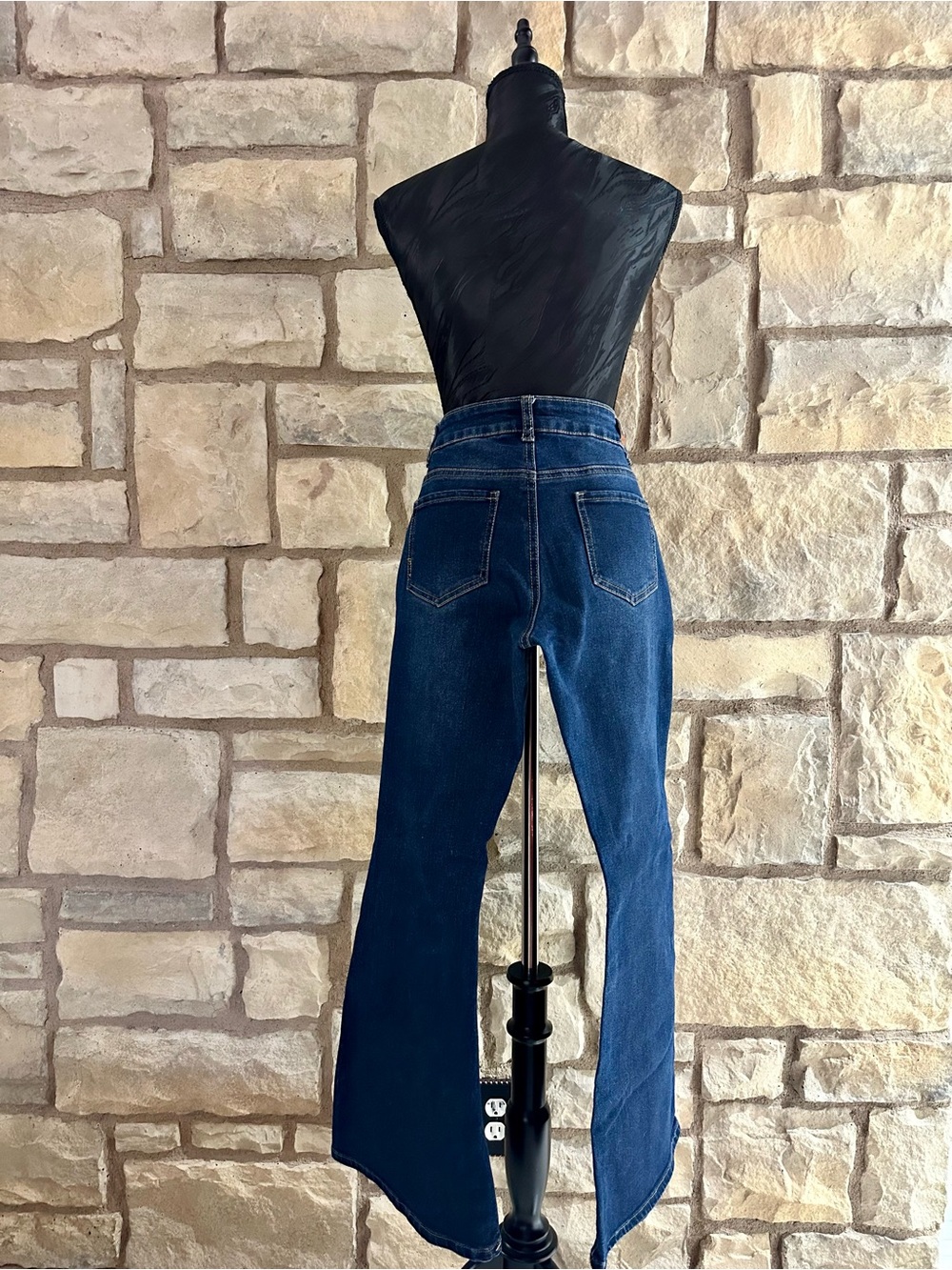GOGO Dark Blue High-Rise Flare Jeans - Wide Leg - Picture 3 of 3